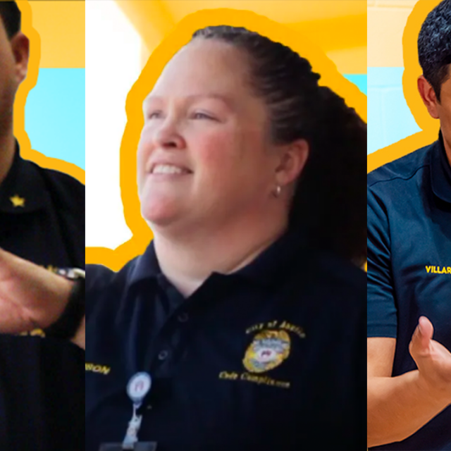 3 panels of three different code inspectors speaking standing in front of a camera while educating residents of Austin Texas